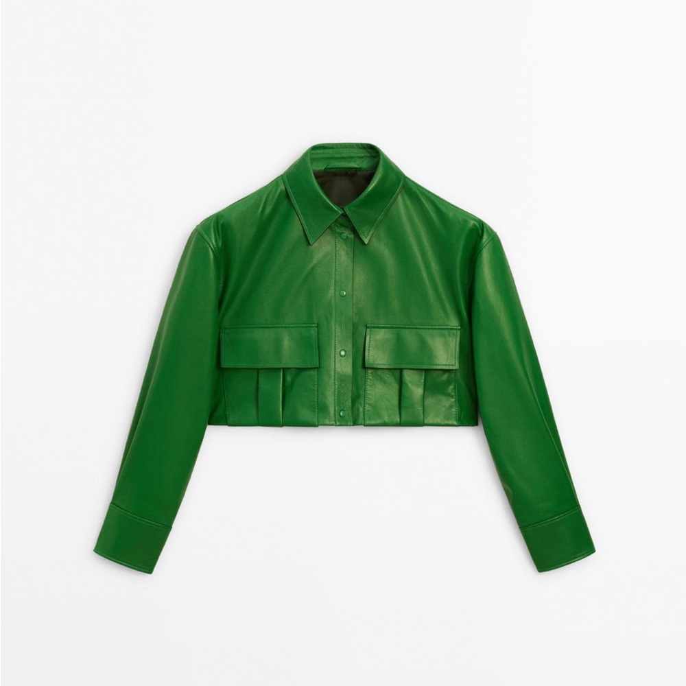 Massimo Dutti Studio Cropped Leather Top